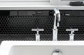 Bathroom With Black Penny Tiles Contemporary Bathroom Penny Tile Penny Tiles Bathroom Penny Tile Backsplash