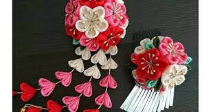 つまみ細工 髪飾り 少し小さめ まあるい小梅の姫かんざしセット 赤 白 ピンク 下がり 七五三 卒業式 成人式 初詣 結婚式 浴衣 着物 和装 つまみ細工 髪飾り つまみ細工 髪飾り
