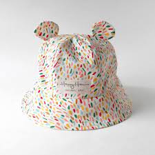 Baby Bucket Hat In Confetti Organic Cotton Baby Bear Ear Toddler Sun Hat Eco Friendly Baby Boy Or Girl Summer Hat Modern Newborn Sun Hat Baby Sun Hat Newborn Sun Hat