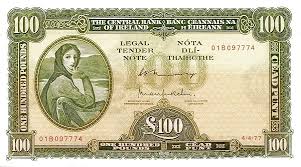 Irish cent coins go from 1c, 2c, 5c, 10c, 20c, 50c, 1, 2. Ireland 100 Pounds 1961 1976 Central Bank Of Ireland Foreign Currency