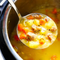 The ground turkey, taco seasoning, fired roasted tomatoes paired with pasta make this a fun alternative to taco night. Turkey Cheeseburger Soup Gimme Some Oven