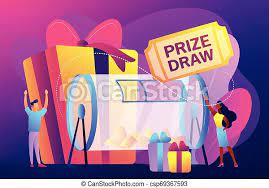 Sure to announce this before the drawing begins. Prize Draw Concept Vector Illustration Lucky Tiny People Turning Raffle Drum With Tickets And Winning Prize Gift Boxes Canstock