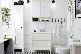 We had to make a few interior modifications to the drawers inside to accommodate for the way this house had been plumbed, but other then that it was a fairly easy install process. Hemnes Bathroom Google Search Ikea Bathroom Mirror Cabinets Trendy Bathroom