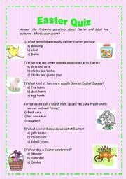 Are you a health conscious person? Easter Quiz Esl Worksheet By Brainteaser