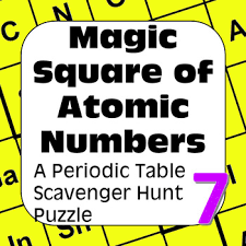 Periodic Table Of Elements Scavenger Hunt Magic Square Of Atomic Numbers In 2020 Periodic Table Magic Squares Scavenger Hunt