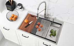 Drop in kitchen sink workstations computers. Vapsint 33x 22 Inch Large Drop In Overmount Black 304 Stainless Steel Kitchen Sink Single Bowl Basin Kitchen Sinks Workstation Deep Topmount Sink With Grid Drainer Cutting Board And Colander Tools Home Improvement Kitchen