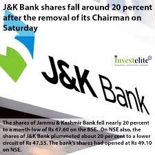 J K Bank Shares Fall Around 20 Per Cent After The Removal Of Its Chairman On Saturday How To Remove Investment Advisor Jammu And Kashmir