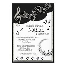 Black And White Music Notes Glitzy Black White Musical Notes Birthday Invitation Birthday Invitations Invitations Music Wedding Invitations