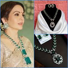 Nita Ambani Inspired Indian Pakistani Wedding Bollywood Bridal AD Green  Jewelry