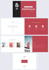 red themed professional portfolio template print portfolio design portfolio design printed portfolio