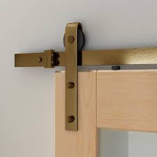 Unbranded Soft Closed Satin Brass Pvd Rolling Barn Door Hardware Kit With 2 3 4 In Wheel Nt140009w06sc The Home Depot Door Hardware Barn Door Hardware Barn Door