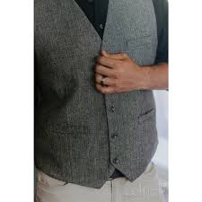 Men's Grey Wool Vest - Herringbone Waistcoat | The Celtic Ranch