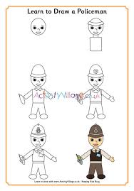 Use curved lines to trace the irregular rounded shape of the eyes, as. Learn To Draw A Policeman