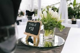 White Tulips And Chalkboard Table Numbers