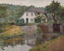 Ludovic Baues Maastricht 1864 Liege 1937 La Maison De L Eclusier Huile Sur Importante Vente Publique Cataloguee D Obj Objet D Art Maastricht Art
