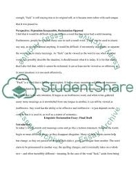 Examples of rough draft for essay www moviemaker com. Linguistic Reclamation Rough Draft Essay Example Topics And Well Written Essays 2000 Words