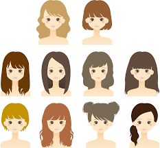 フリーイラスト ヘアスタイルの違う10人の女性のセットでアハ体験