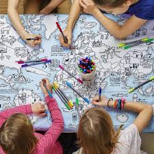 Dessins animés et bandes dessinées. Nappe Carte Du Monde A Colorier Achat Nappe Design Cadeau Maestro
