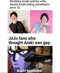 Wife, dating, family & friends hirohiko is a married man. Hirohiko Araki And His Wife Asami Araki Doing Jonathan S Pose D Jojo Fans Who Thought Araki Was Gay Nani Intefisifies Ifunny