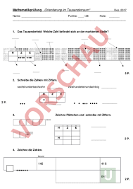 „für morgen, um 9 uhr 30. Arbeitsblatt Mathematik Prufung Tausenderraum 3 Klasse Mathematik Zahlenbereiche