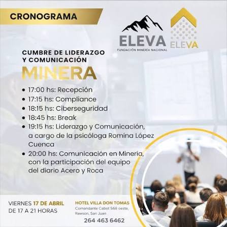 Cronograma de la cumbre minera en San Juan con ejes en compliance, ciberseguridad, liderazgo y comunicación