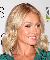 Click to enlarge is red hot this year? Kelly Ripa Medium Wavy Light Blonde Bob Haircut