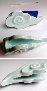 Clouds Business Name Card Holder Display Stand For Desk Disenos De Ceramica Ceramica De Barro Arte De Ceramica
