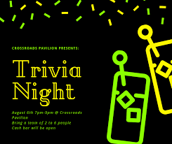 Your event includes a fun and engaging host, and everything you need for a successful round of trivia. Trivia Night Hosted By The Crossroads Pavilion Event Center Sheldon Iowa