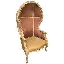 Fabric is a light gold velour. Antique French Canopy Porters Balloon Chair For Sale At 1stdibs