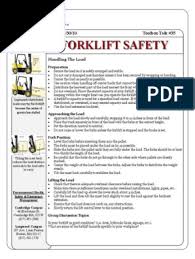 Please use these freely, modify these questions or otherwise incorporate them into your safety program, orientations, toolbox talks or ongoing safety training. Toolbox Talks Forklift Safety English Forklift Vehicles