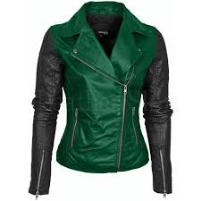 Black And Purple Motorcycle Jacket Leather Skin Womens Green Brando Genuine Leather Jacket With Black Sleeves Green Leather Jackets Leather Motorcycle Jacket Women Jackets For Women