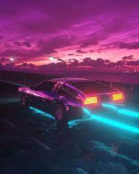 Delorean Dmc Car Fast Driving Futuristic Design Amazing Artwork Digital Art Neon Car Retro Wallpaper Neon Wallpaper