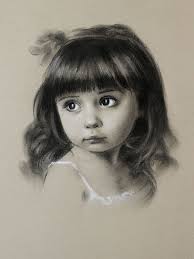 Portrait Drawing Of A Little Girl Charcoal And Chalk On Paper This Pastel Portrait Is Made With Ch Portrait Drawing Child Portrait Painting Pastel Portraits