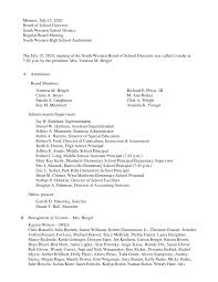 Minutes, July 15, 2020 Board of School Directors South Western School  District Regular Board Meeting South Western High School A
