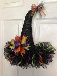 16 X 18 Halloween Deco Mesh Witch Hat Door Halloween Mesh Wreaths Halloween Deco Mesh Halloween Deco
