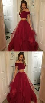 Two Piece Off The Shoulder Short Sleeves Burgundy Prom Dress Evening Dresses Prom Burgundy Prom Dress Prom Dresses Two Piece