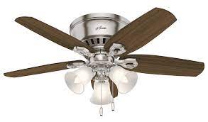 Before you start, ensure there are four bumpers attached to the ceiling bracket. Hunter Builder 3 Light 42 Indoor Flush Mount Ceiling Fan In Brushed Nickel Lightsonline Com