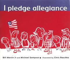 Use these to tape onto jenga blocks or similar wooden blocks for kids to build into a tower in the right order. I Pledge Allegiance By Bill Martin Jr