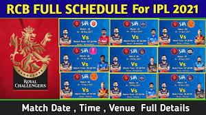 Rcb team exhibited their best from all departments. Ipl 2021 Rcb Team All 14 Match Full Schedule Royal Challengers Bangalore All Match Schedule 2021 Youtube
