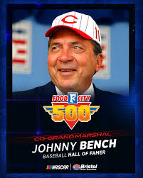 NEWS: MLB Hall of Famer Johnny Bench and Voice of the Vols Bob Kesling  announced as Co-Grand Marshals for the #FoodCity500; Steve Early as  Honorary Starter. Read more here! https://bit.ly/3RbxD22 #NASCAR