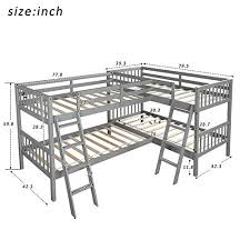 Metal bed frame l shape bracket options from alibaba.com and elevate the look of your space. Twin Over Twin Bunk Bed For Kids Wood L Shaped Corner Bunk Bed Frame With Full Length Guardrails And Flat Ladder Grey Pricepulse