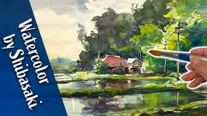 Watercolor painting of birds and sun rays above the sea. Countryside Landscape Of Japan Healing Watercolor Art Calming Youtube