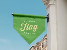 Free Vertical V Shape Hanging Flag Banner Logo Mockup Psd Banderas Publicitarias Banderas Bandera