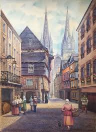 Quimper Painting City Landscape Landscape Drawings City Prints