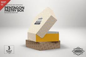 Pentagon Pastry Box Mockup By Incdesign On Creativemarket In 2020 Branding Mockups Box Mockup Creative Branding