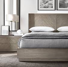 Bed And Bachelor S Chest Color Tt Restoration Hardware Herringbone Wood Bed Herringbone Bedroom Oak Bedroom Furniture Bedroom Furniture Makeover