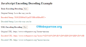 Javascript Base64 And Url Encoding Decoding Example Websparrow