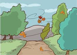 árvores durante o vendaval. árvores verdes com folhas caindo no parque ao  vento soprando. ilustração vetorial de desenho animado de paisagem 18892011  Vetor no Vecteezy