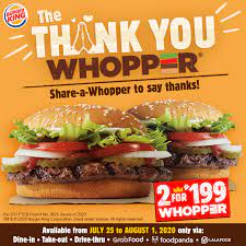 They started adding different kinds of hamburgers and different burger king's. Burger King Philippines On Twitter We Believe In The Power Of A Thank You Which Is Why We Re Giving You Another Chance To Thank Your Quarantinehero Get 2 Whopper Jrs For