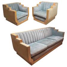 Art Deco Style Sofa Set In Two Toned Mohair 1stdibs Com Art Deco Sofa Art Deco Furniture Furniture